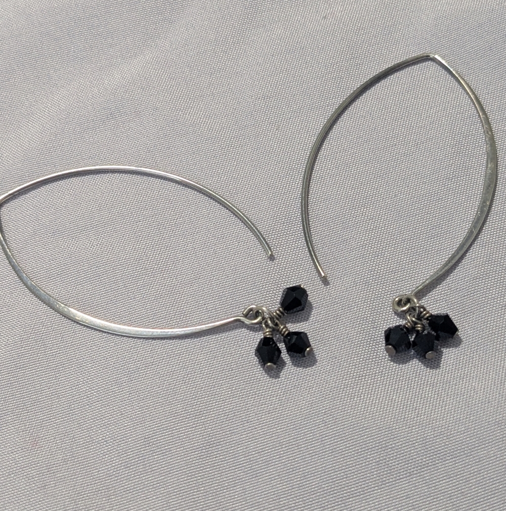Silpada 925 Black Obsidian "Social Gathering" Wire Earrings - Picture 10 of 13